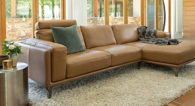 Caramel Leather Modular Sectional Sofa